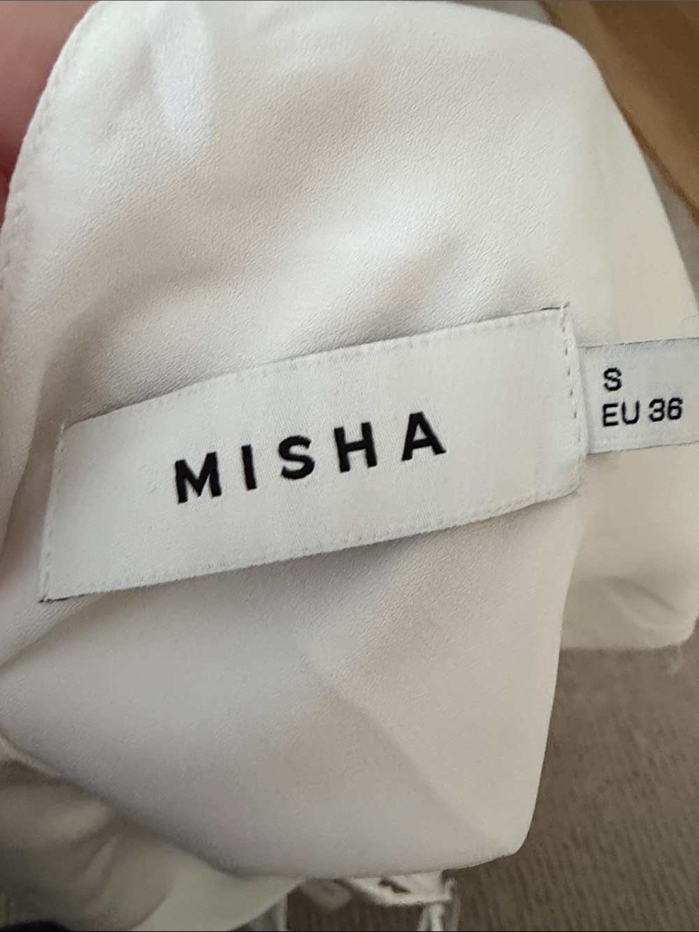 Misha Genesis Satin Top in Ivory White Halter Crop Top Side Tie Size S - Picture 10 of 10